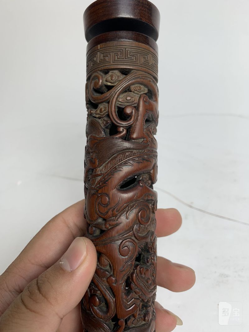 清早期 竹雕龙凤呈祥纹香筒 - 图10